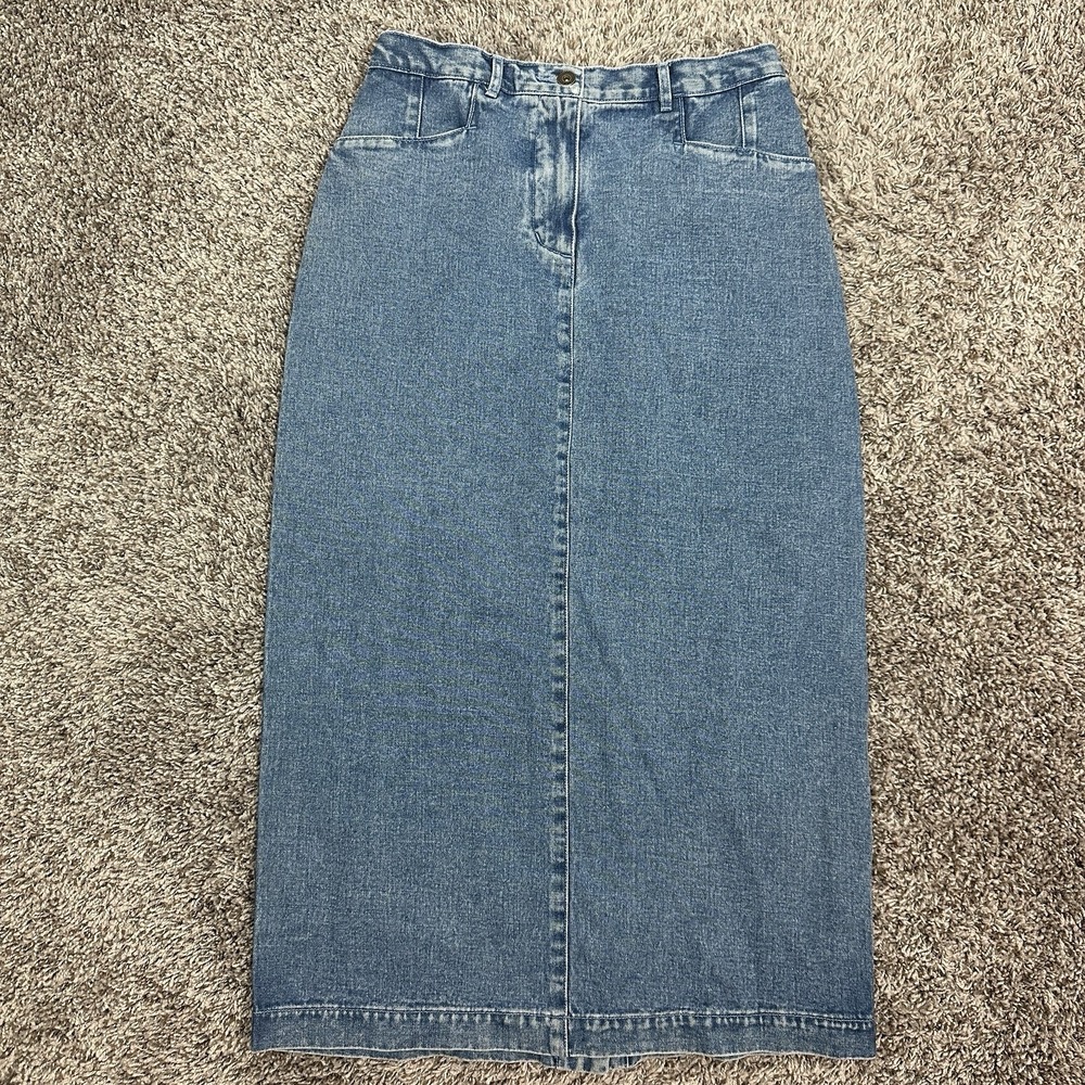 Christopher & Banks A-Line Skirt Women's 6 Average Blue Denim Waisted Long